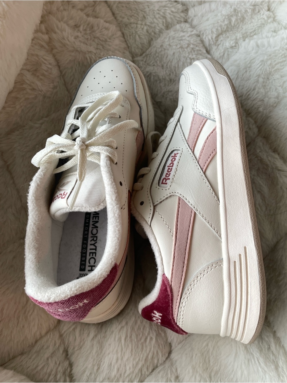 Reebok Women's White with Pink Accent Sneakers